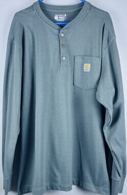 NWOT Mens Sz 2 XL, XXL Carhartt Gray LS Heavyweight Henley Pocket Thermal Shirt